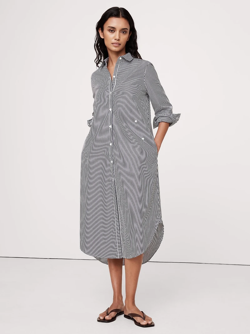 Cotton Poplin Asymmetrical Shirt Dress