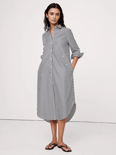 Cotton Poplin Asymmetrical Shirt Dress