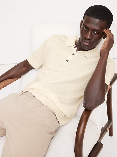 Cashmere-Silk Short-Sleeve Sweater Polo Shirt