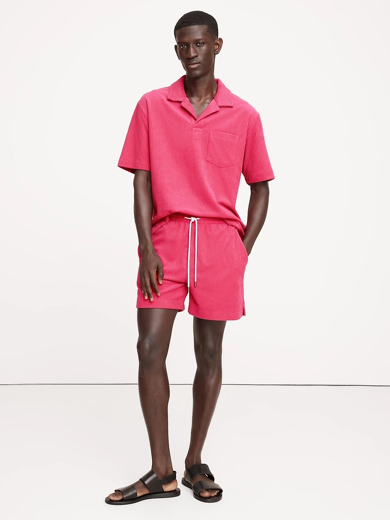 Ribbed Terry Polo Shirt