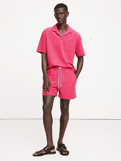 Ribbed Terry Polo Shirt