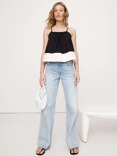 Color-Block Cotton Poplin Tank