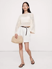 Cotton Crochet-Style Cropped Sweater