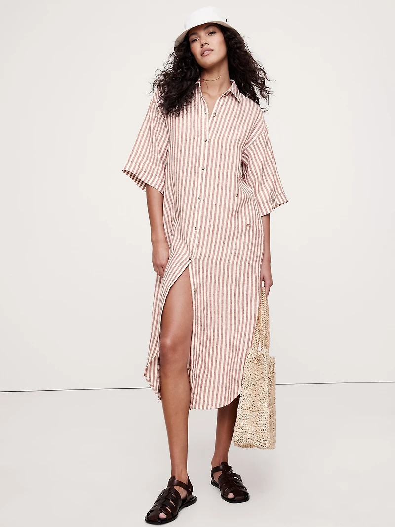 Linen Asymmetrical Shirt Dress