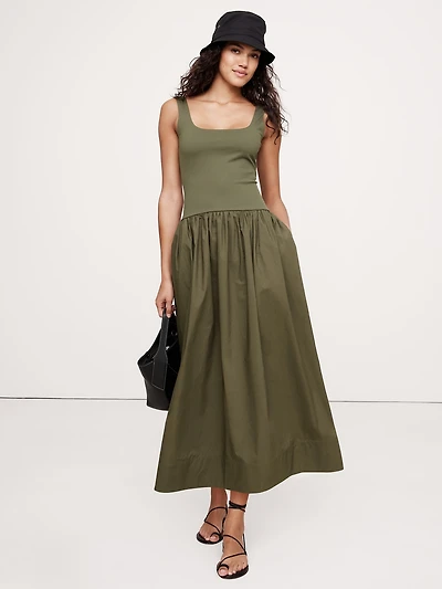 Drop-Waist Midi Dress