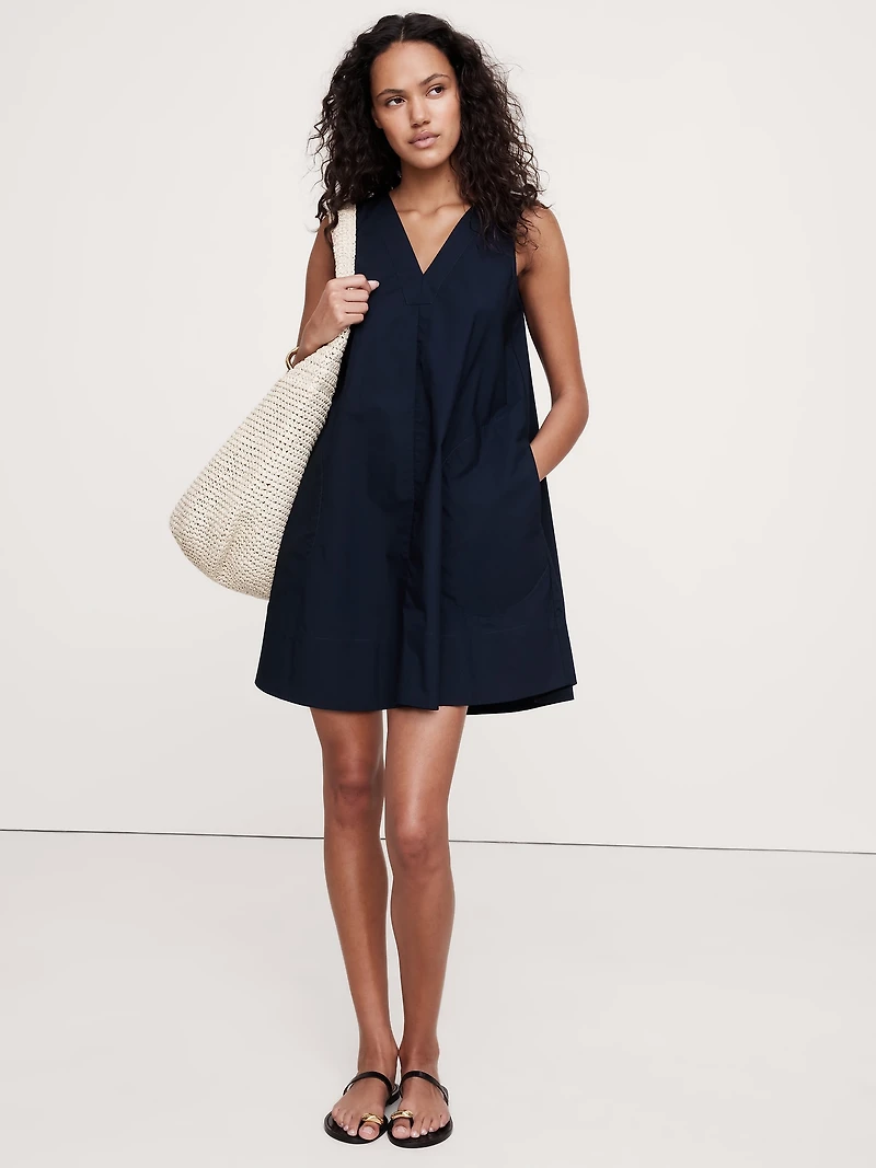 Cotton Poplin Swing Mini Dress