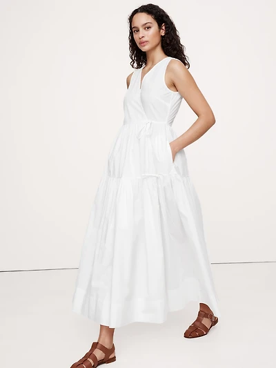 Cotton Poplin Wrap Maxi Dress