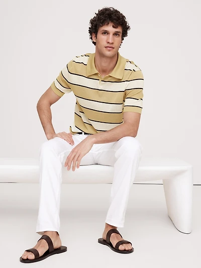 Superfine Cotton Mesh Sweater Polo Shirt