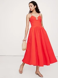 Stretch-Cotton Poplin Maxi Dress