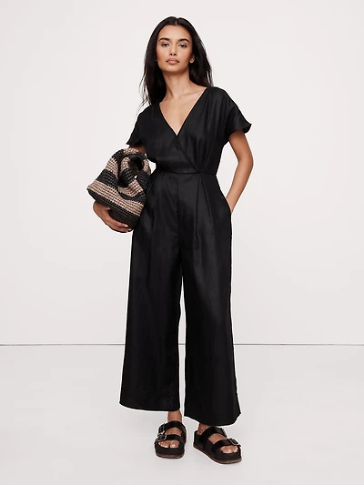 Linen V-Neck Jumpsuit