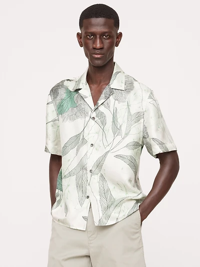 Standard-Fit Silk Resort Shirt