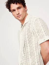 Relaxed-Fit Crochet Resort Shirt