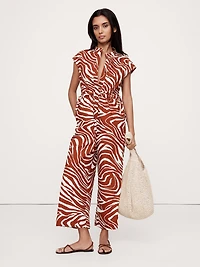Cotton Poplin Wide-Leg Cropped Jumpsuit