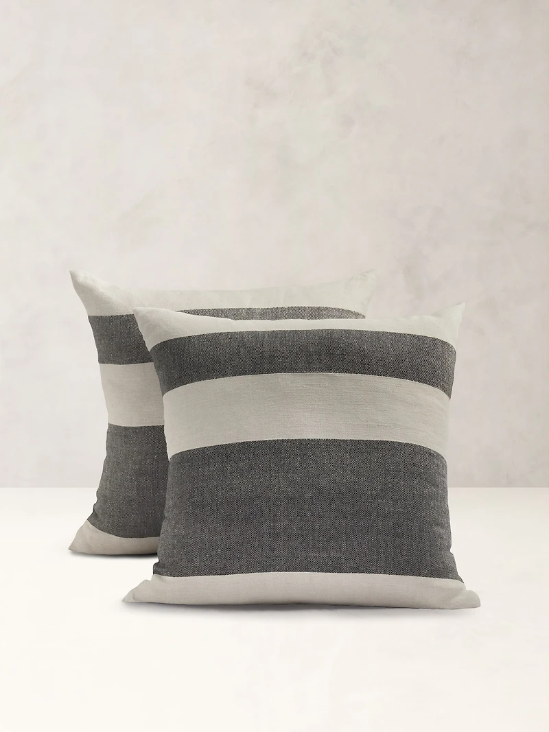 Bold Stripe Linen Sham Set