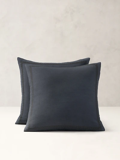 Heirloom Embroidered Linen-Cotton Sham Set