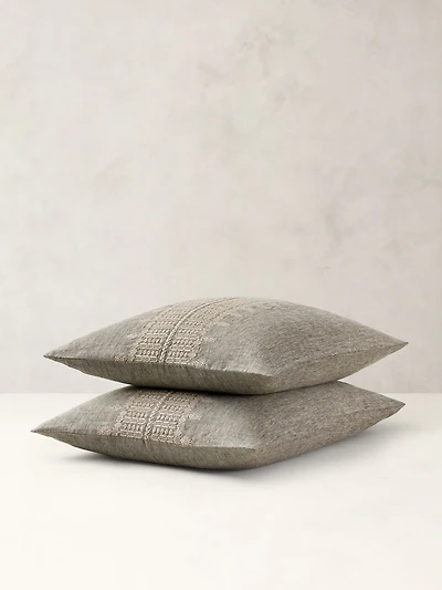 Heirloom Embroidered Linen-Cotton Sham Set