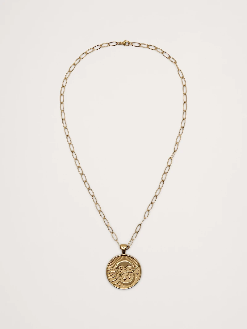 Wanderlust Celestial Pendant Coin with Chain by Jane Win