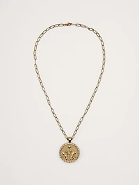 Wanderlust Wildflower Pendant Coin with Chain by Jane Win