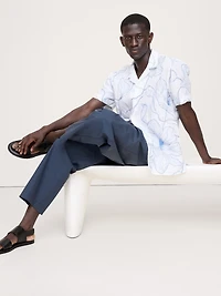 Standard-Fit Embroidered Linen Resort Shirt