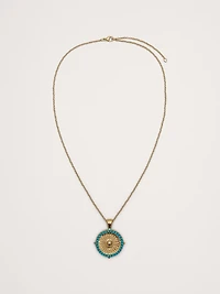 Wanderlust Sunflower Small Embellished Coin with Chain by Jane Win