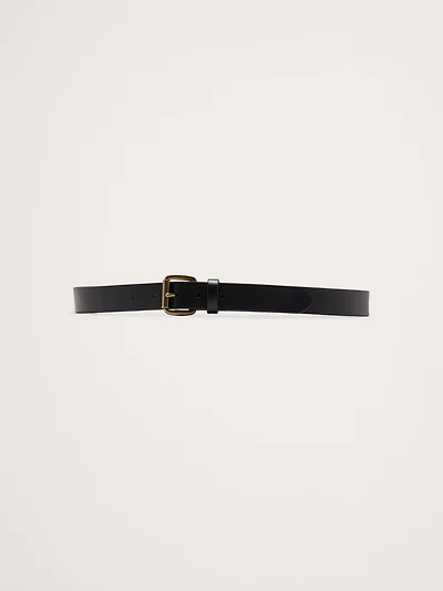 LEATHER BELT WITH ROLLER BUCKLE