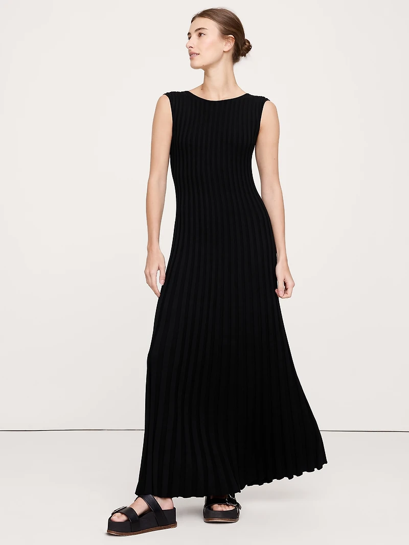 SCULPTED RIBBED BACKLESS MAXI DRESS