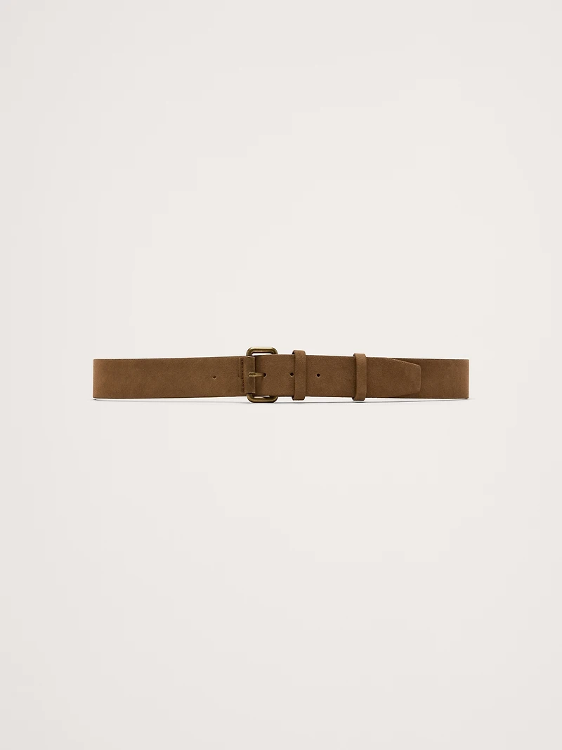 Leather Belt with Covered Roller Buckle