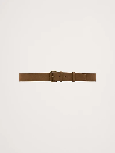 Leather Belt with Covered Roller Buckle