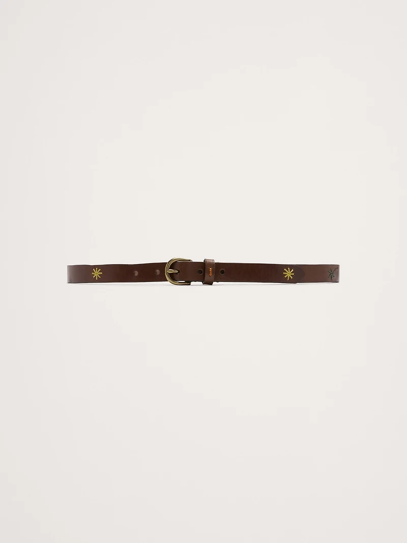 EMBROIDERED LEATHER BELT BY DRAGON DIFFUSION