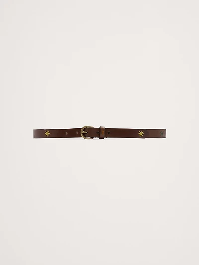 EMBROIDERED LEATHER BELT BY DRAGON DIFFUSION