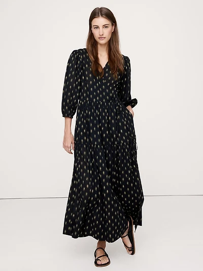 Cotton Wrap Maxi Dress