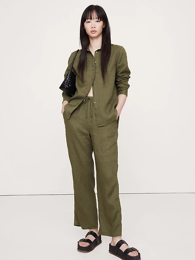 Linen Pull-On Ankle Pant