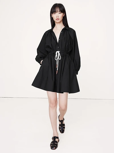 Cotton Poplin Mini Shirtdress