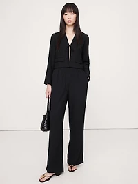 Pull-On Wide-Leg Crinkle Pant