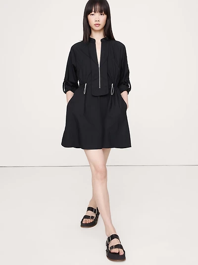 COTTON TWILL UTILITY MINI DRESS