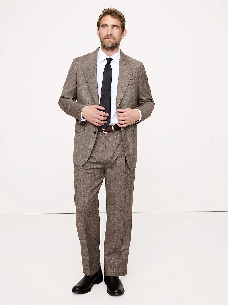 Relaxed Italian Herringbone Suit Jacket