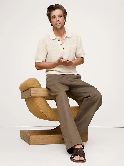 COTTON HONEYCOMB SWEATER Polo Shirt