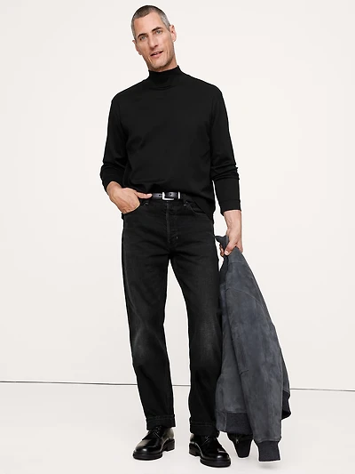 COTTON RIBBED TURTLENECK T-SHIRT