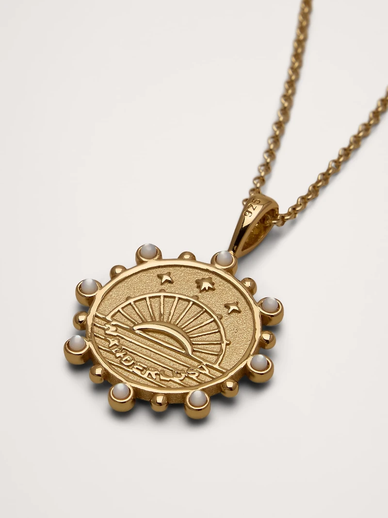 Wanderlust Wildflowers Petite Pendant Coin with Chain by Jane Win
