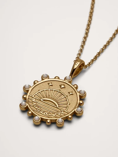 Wanderlust Wildflowers Petite Pendant Coin with Chain by Jane Win