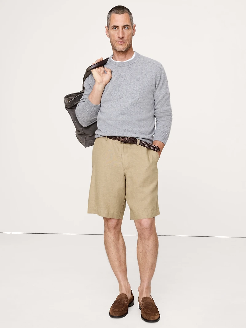 9.5" LINEN-COTTON PULL-ON BERMUDA SHORT