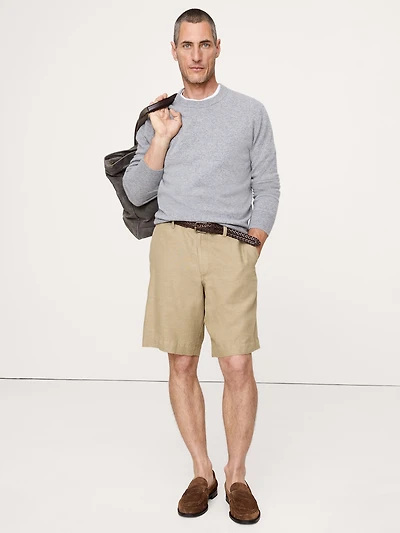 9.5" LINEN-COTTON PULL-ON BERMUDA SHORT