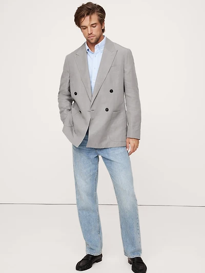 Relaxed Double-Breasted Tencel™-Linen Suit Jacket