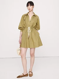 Cotton Poplin Mini Shirtdress