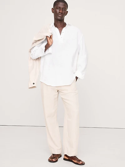 Relaxed-Fit Linen Popover Shirt