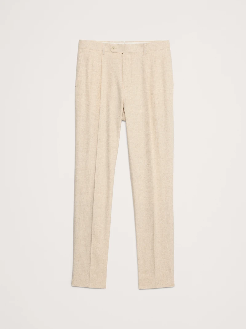 Herringbone Cotton-Linen Relaxed Suit Pant