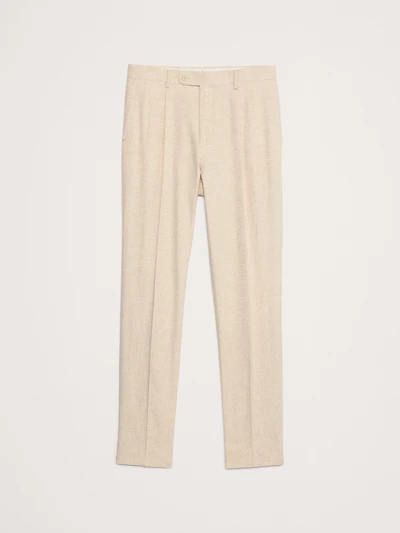 Herringbone Cotton-Linen Relaxed Suit Pant