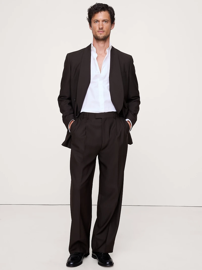 Relaxed Italian Barathea Pleated Tuxedo Pant