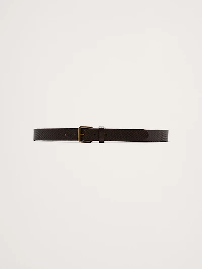 Embossed Leather Belt with Roller Buckle
