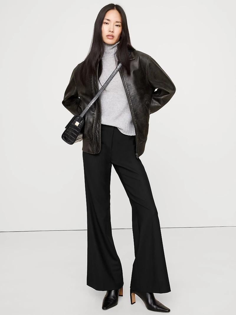 Mid-Rise Flare Stretch Wool-Blend Pant